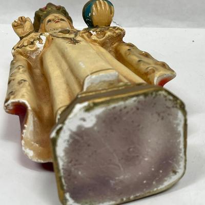 Statue Infant of Prague Infant Jesus Santo Nino Plaster Collector 1930s 10.5”