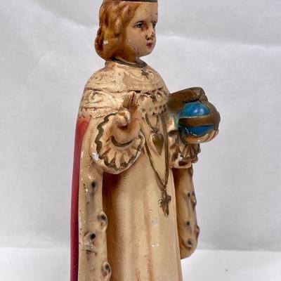 Statue Infant of Prague Infant Jesus Santo Nino Plaster Collector 1930s 10.5”