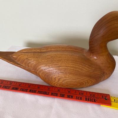 Butternut Wood duck signed by KA Nyhus & handmade birdcage