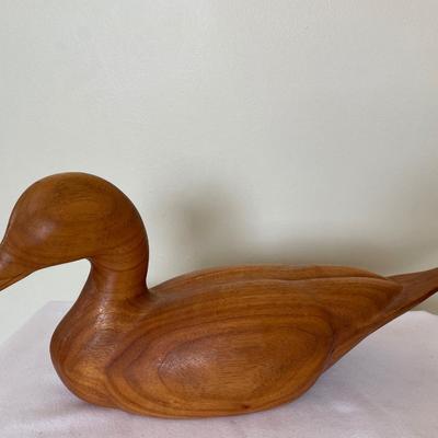 Butternut Wood duck signed by KA Nyhus & handmade birdcage