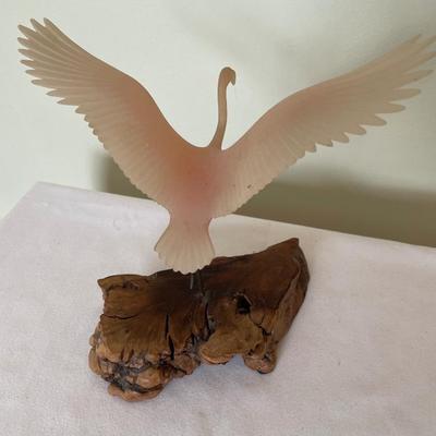 John Perry pink flamingo in burl wood