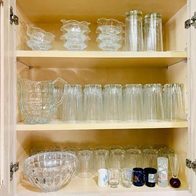 Mexican Blue Rim Glassware Lot