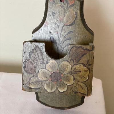 Vintage glass and wood washboard with fold art match holder