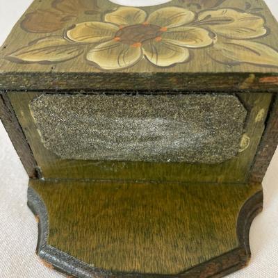 Vintage glass and wood washboard with fold art match holder