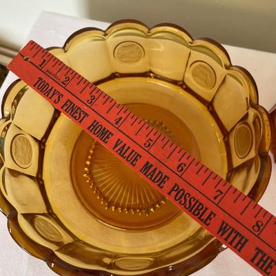Fostoria coin amber glass sugar and large bowl