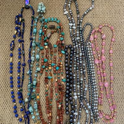 Goldstone, Turquoise, and Art Glass Jewelry Lot