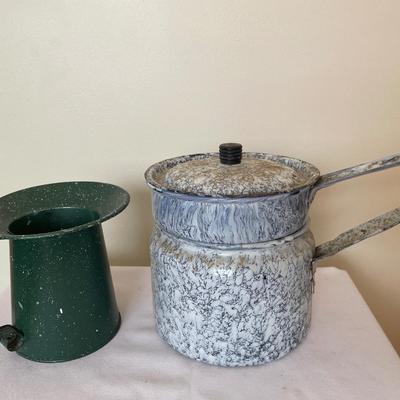 Enamel double boiler and pitcher