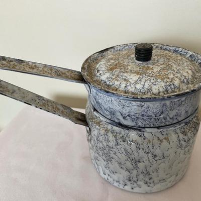 Enamel double boiler and pitcher