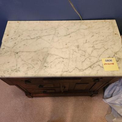 Antique Eastlake Marble Top Washstand Cabinet 29x16x28