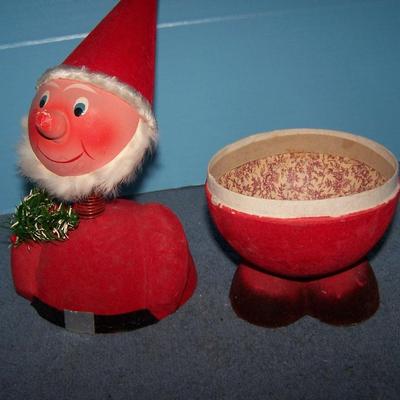 LOT 42 WONDERFUL VINTAGE SANTA BOBBLE HEAD CANDY CONTAINER