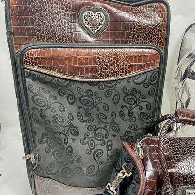 Brighton Black Canvas and Croc Leather Matching Set
