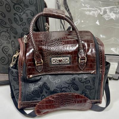 Brighton Black Canvas and Croc Leather Matching Set