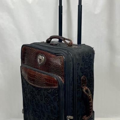 Brighton Black Canvas and Croc Leather Matching Set