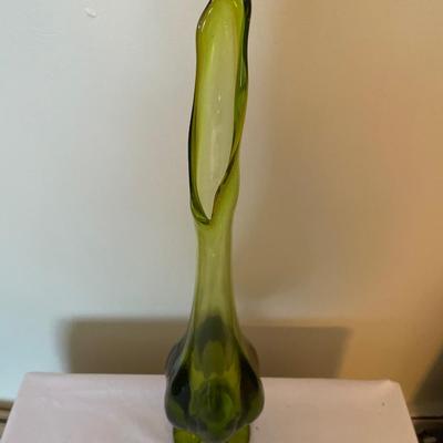 Viking emerald green footed swung vase