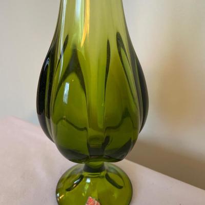 Viking emerald green footed swung vase