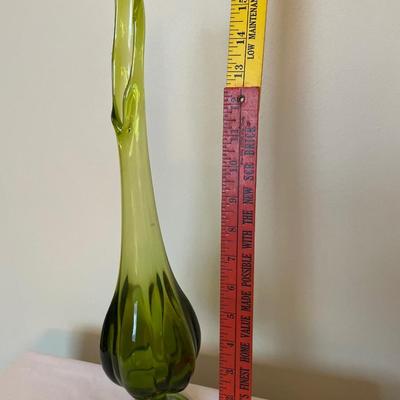 Viking emerald green footed swung vase