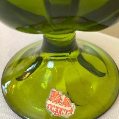 Viking emerald green footed swung vase