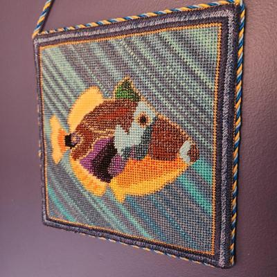 2 Hand made Needlepoint Fish
