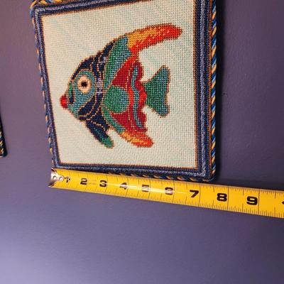 2 Hand made Needlepoint Fish
