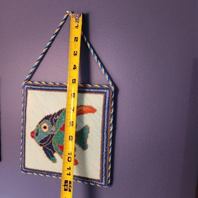 2 Hand made Needlepoint Fish