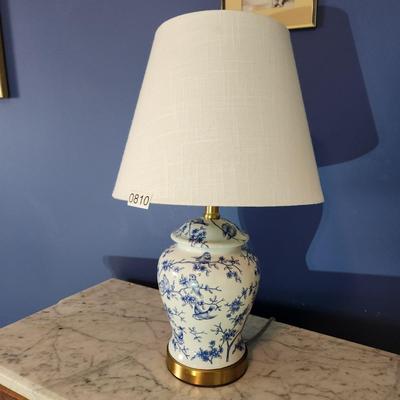 Jonathan Y Blue on White Floral Birds Table Lamp