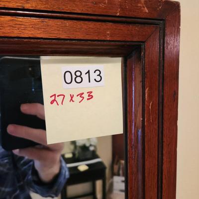 Wood Framed Wall Mirror 27x33