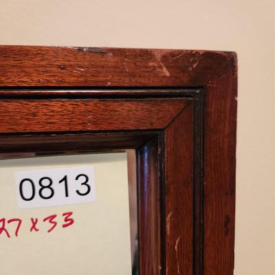Wood Framed Wall Mirror 27x33
