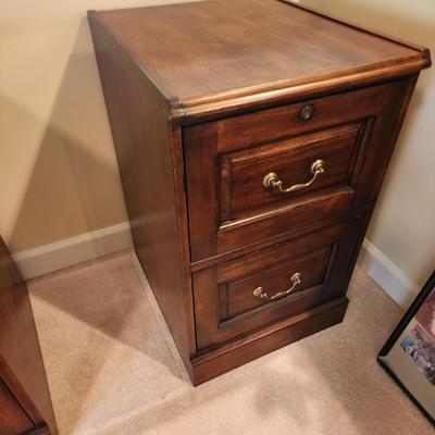 Pair Wood 2 Drawer File Cabinets 19x22x30