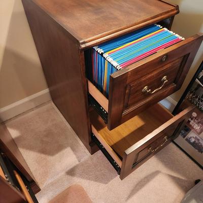 Pair Wood 2 Drawer File Cabinets 19x22x30