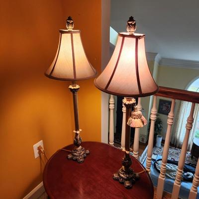 Pair Tall Table Lamps 32"