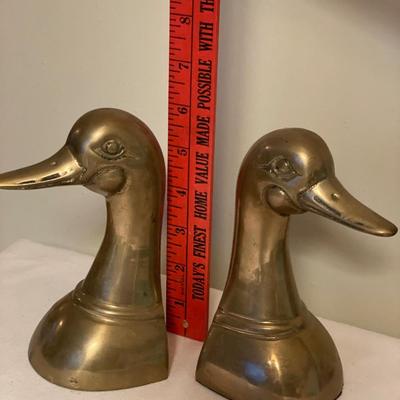 Brass duck head book ends