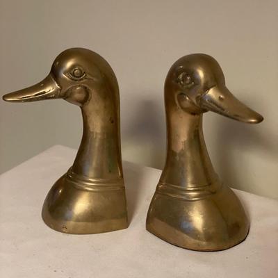 Brass duck head book ends