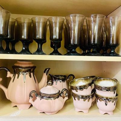Pink Art Tea and Vintage Glasses