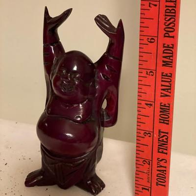 Wooden laughing Buddha