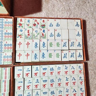 Vintage Milton Bradley Mahjong Game Tiles & sticks