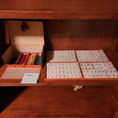 Vintage Milton Bradley Mahjong Game Tiles & sticks