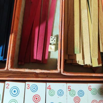 Vintage Milton Bradley Mahjong Game Tiles & sticks