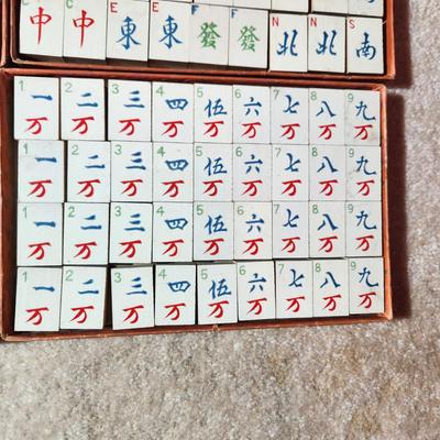 Vintage Milton Bradley Mahjong Game Tiles & sticks