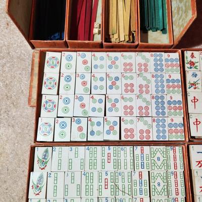 Vintage Milton Bradley Mahjong Game Tiles & sticks
