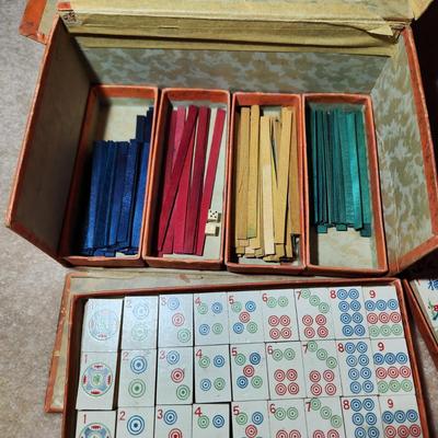 Vintage Milton Bradley Mahjong Game Tiles & sticks