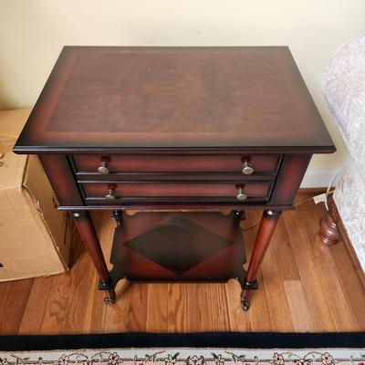 2 Drawer Side Table w Casters 17x12x25