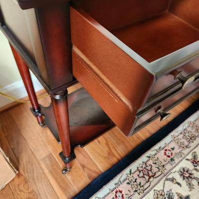2 Drawer Side Table w Casters 17x12x25