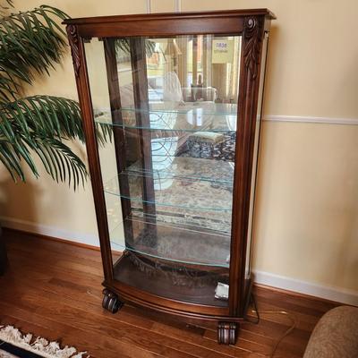 Large Glass Curio Cabinet 33x15x60 Side Doors Adjustable Shelves