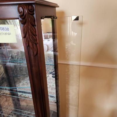 Large Glass Curio Cabinet 33x15x60 Side Doors Adjustable Shelves