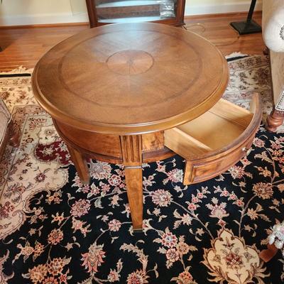 Round Side Table w 1 Drawer 24"Dia x26"H