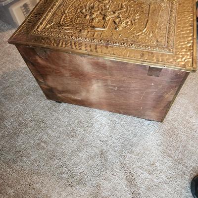 Brass Storage Box Fireplace Log Box 21x14x15