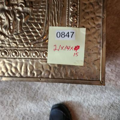 Brass Storage Box Fireplace Log Box 21x14x15