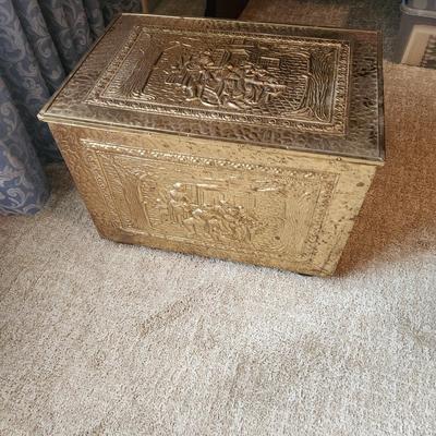 Brass Storage Box Fireplace Log Box 21x14x15