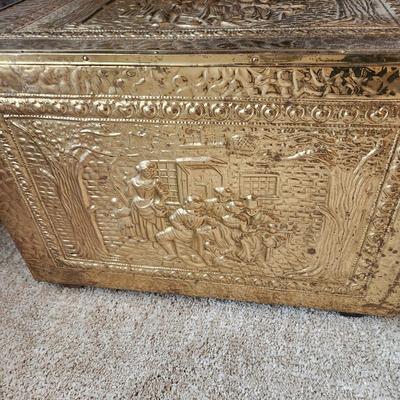 Brass Storage Box Fireplace Log Box 21x14x15