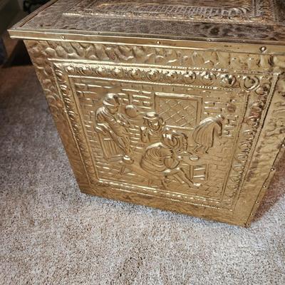 Brass Storage Box Fireplace Log Box 21x14x15